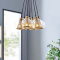 Peak Brass Cone and Glass Globe Cluster Pendant Chandelier | Suspended Mount | Modern Style Chandelier image 0