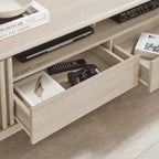 Eudora 60" TV Stand | Oak &amp; Walnut Finish Options | Modern TV Stand | Hinged Corner Doors | Full-Glide Drawers | Particleboard and MDF Construction | Non-Marking Foot Pads image 1