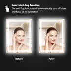 LED Bathroom Mirror 55x40 Inch Front &amp; Backlit Lights Vanity Mirror, Wall Mounted Anti-Fog Dimmable LED Makeup Mirror, IP54 3K-6K Warm/Natural/Daylight, Temp image 2