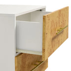 Modern Abel Nightstand with 2 Drawers – White Bleached Burl Wood Finish image 5
