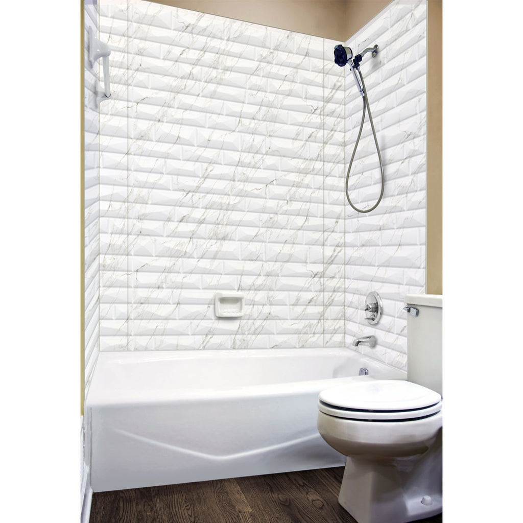 Vista Shower Wall Tiles For Shower and Tub Surrounds | Glue Up Easy To Install | 3 Wall Set image 4