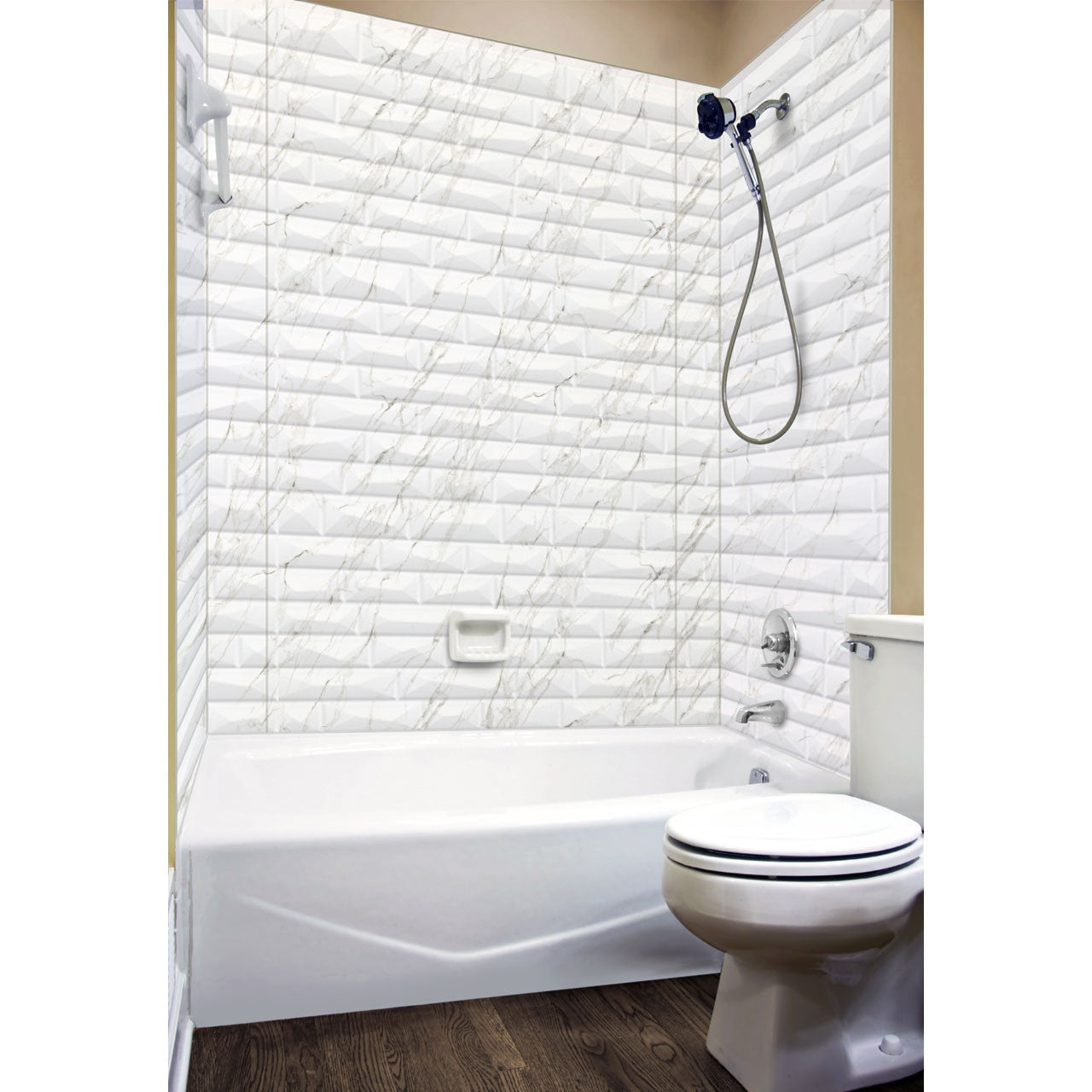 Vista Shower Wall Tiles For Shower and Tub Surrounds | Glue Up Easy To Install | 3 Wall Set image 4
