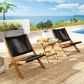 Vienna 3-Piece Outdoor Patio Folding Lounge Chair and Side Table Set in Teak and Rope image 0
