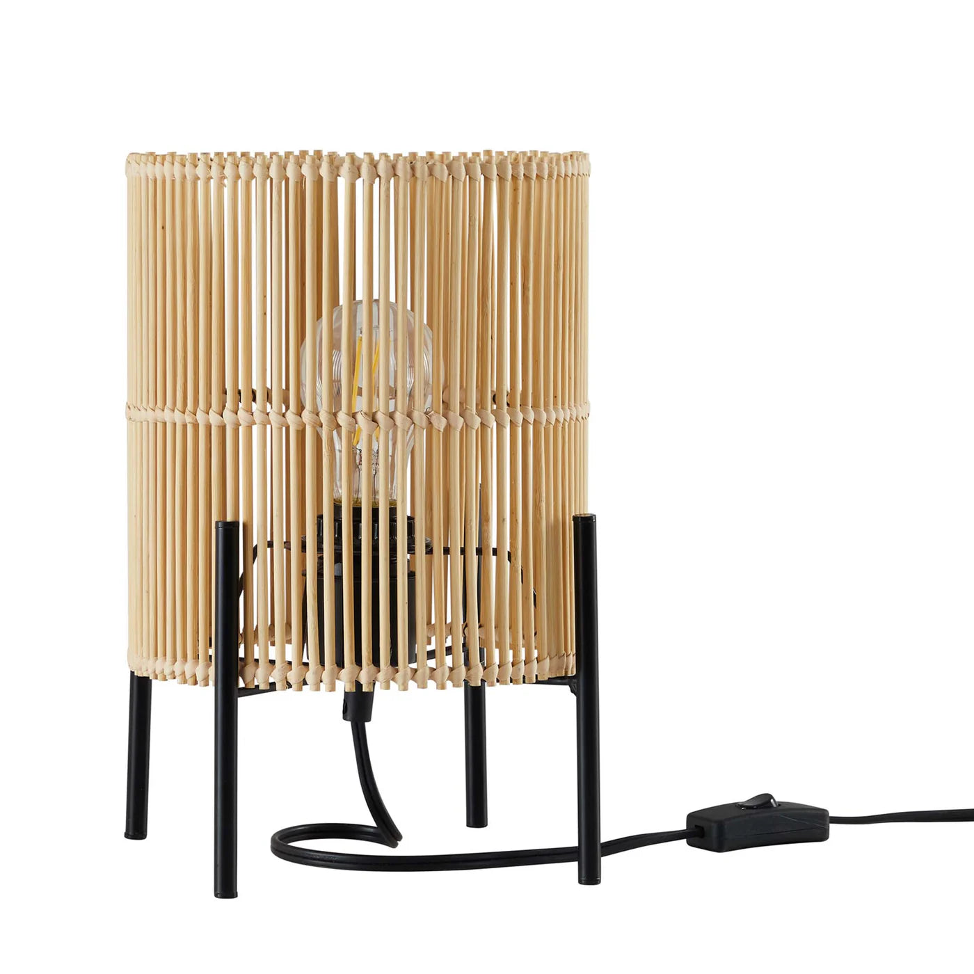 Casen Natural Bamboo Table Lamp | Cylindrical Open-Weave Bamboo Shade | E26 Base | Pack of 2 image 0