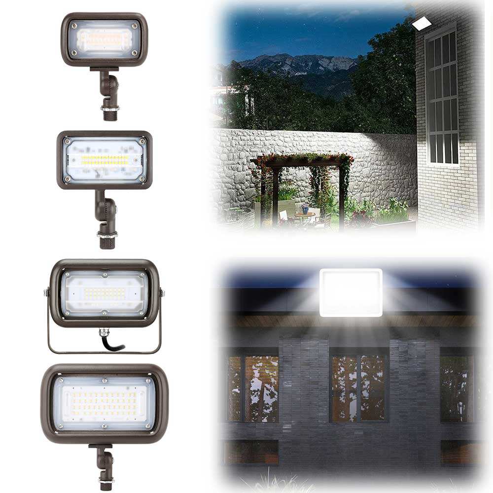 15W - 45W Outdoor LED Flood Security Lights | 5000K | 1500LM - 5400LM | UL, CE, FCC, ROHS, DLC Approved | IP65 Waterproof Landscape Lighting, Knuckle Mount, Bronze, Outdoor Garden Area Security Floodlight image 6