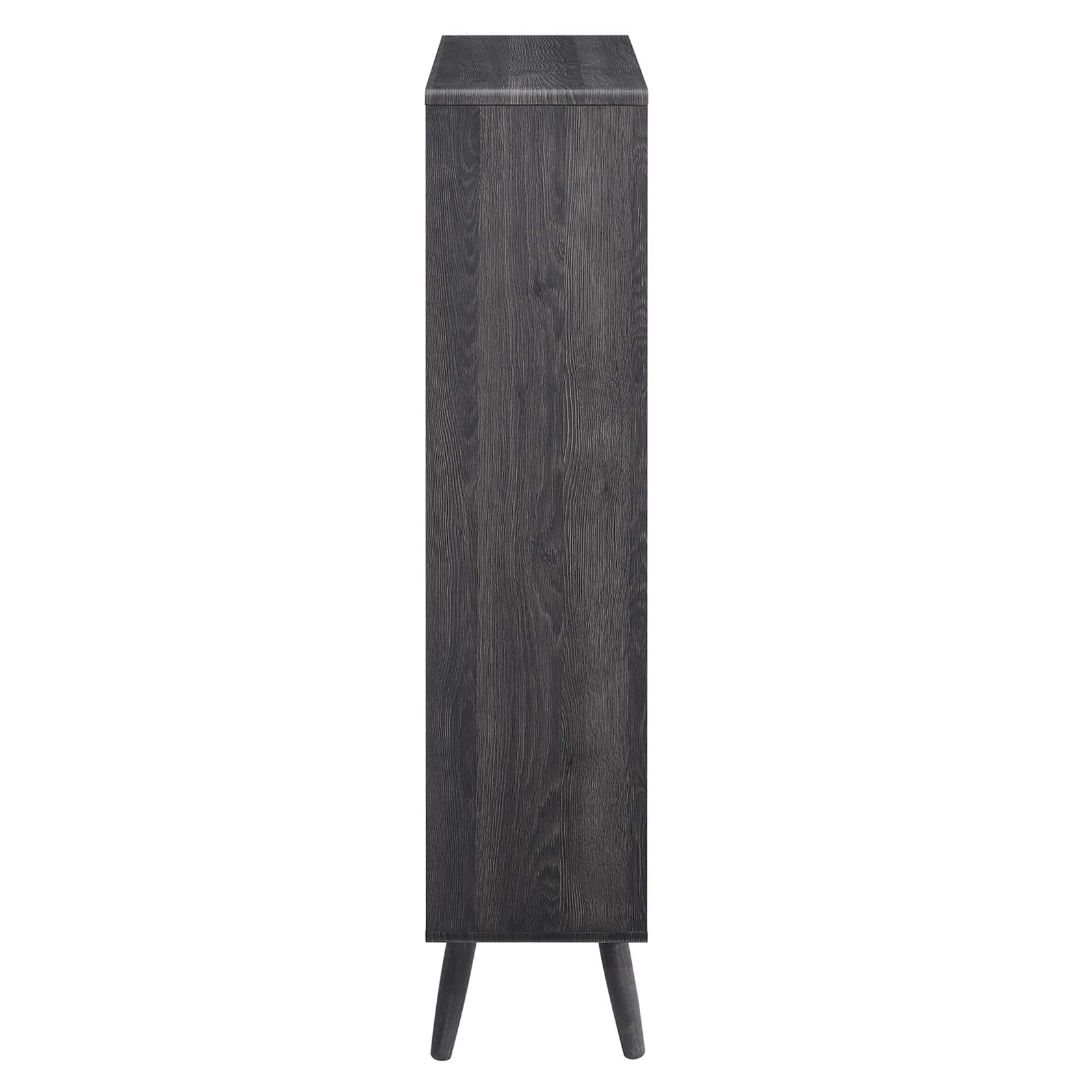 Transmit 5 Shelf Wood Grain Bookcase | Walnut, Charcoal &amp; Oak Color Options| Contemporary Three Tiered Bookcase | Smooth Wood Grain Laminate | Five Spacious Storage Units image 2