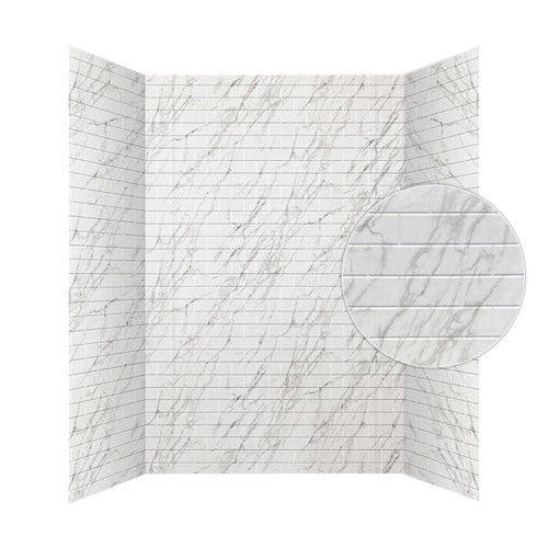 Subway Shower Wall Tiles For Shower and Tub Surrounds | Glue Up Easy To Install | 3 Wall Set image 2