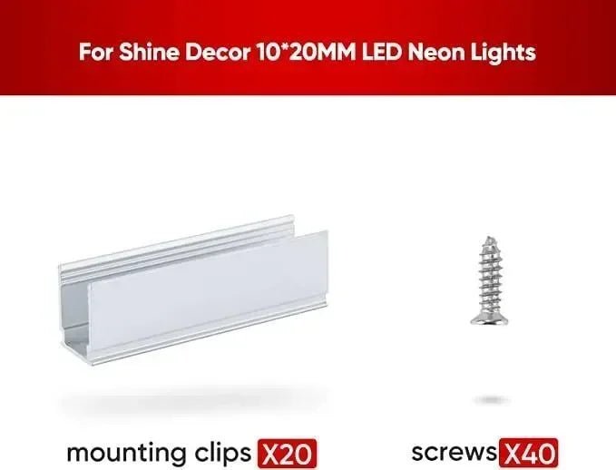 20 Pieces Extra Mounting Pack for 110V 10X20mm RGB Neon Light-Eco RGB Neon