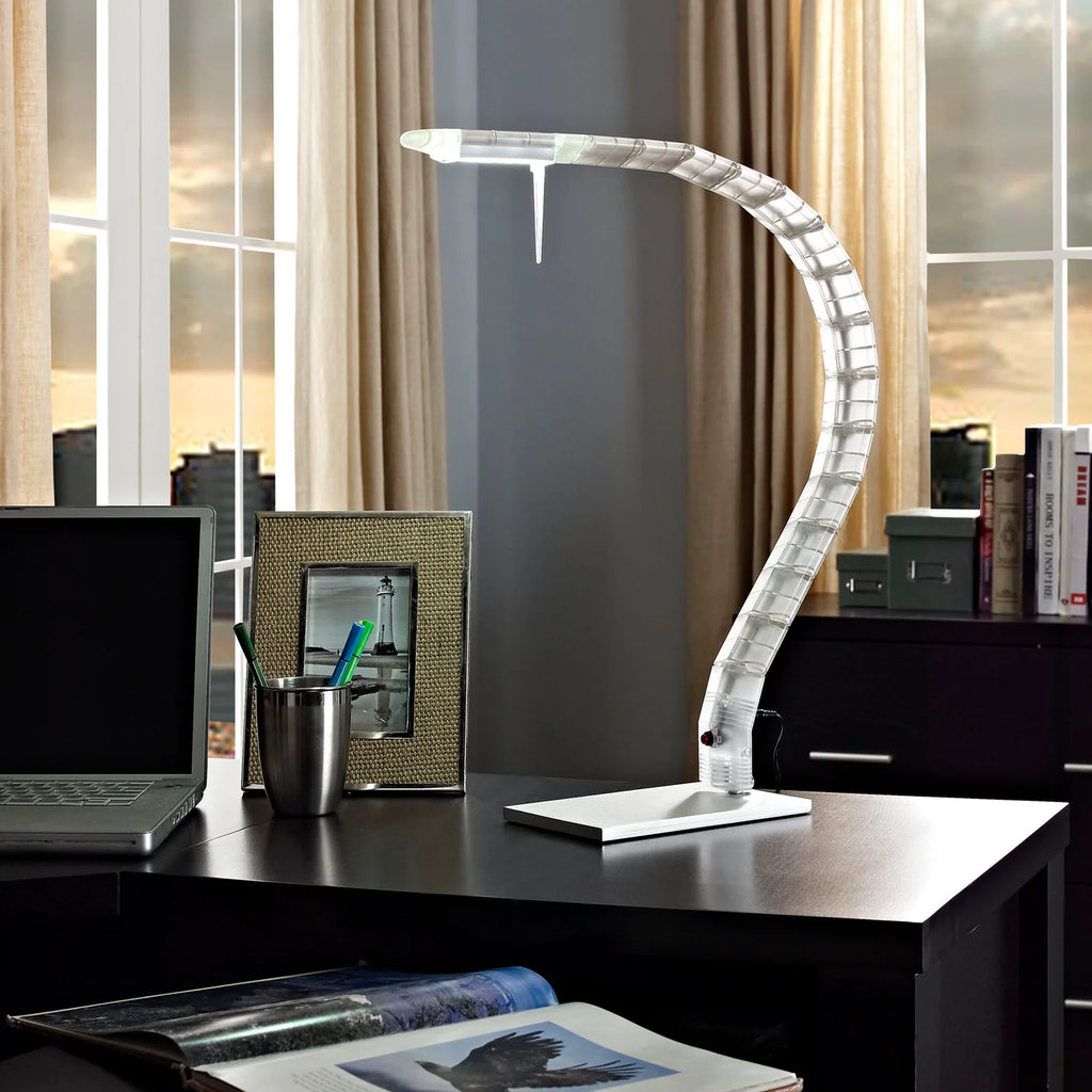 Inspect White Table Lamp | Curved Design | Modern Elegant Look | Pack Of 2 image 4