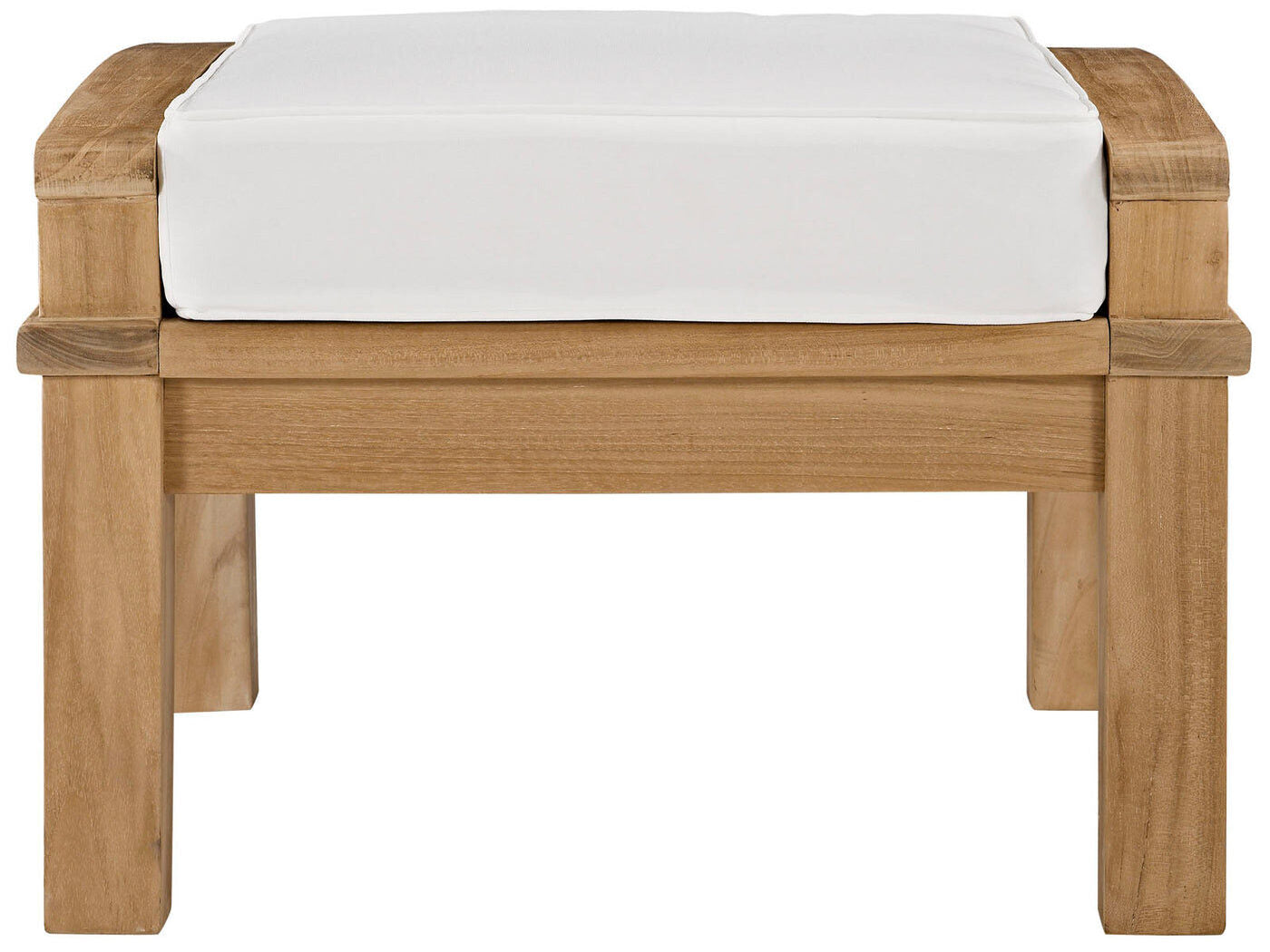 Marina Teak Ottoman for Outdoor Patio in Natural Gray image 2