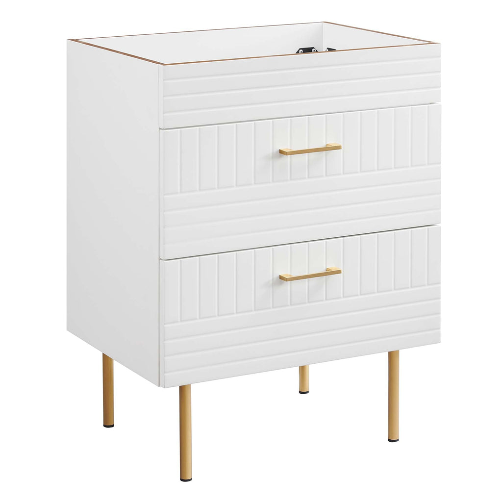 24" Bathroom Vanity Cabinet (Sink Basin Not Included) | Daybreak Series | Green, Light Gray & White Color Options | Full-Extension Drawers | Rubberwood, MDF, Particleboard Construction | Gold Metal Legs image 8