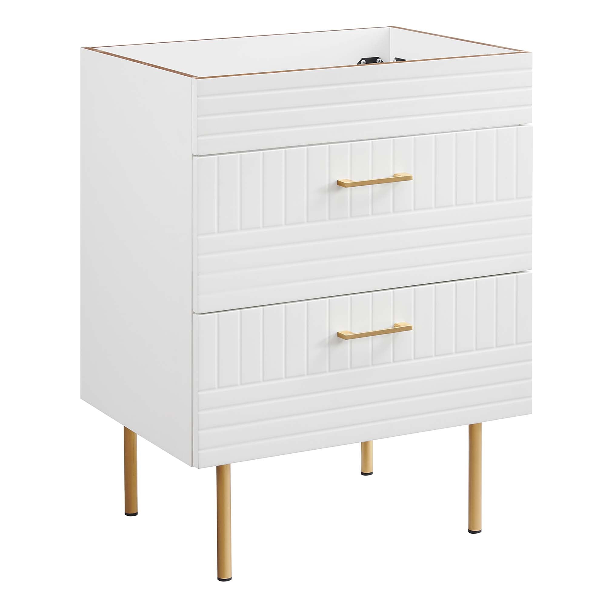 24" Bathroom Vanity Cabinet (Sink Basin Not Included) | Daybreak Series | Green, Light Gray & White Color Options | Full-Extension Drawers | Rubberwood, MDF, Particleboard Construction | Gold Metal Legs image 8