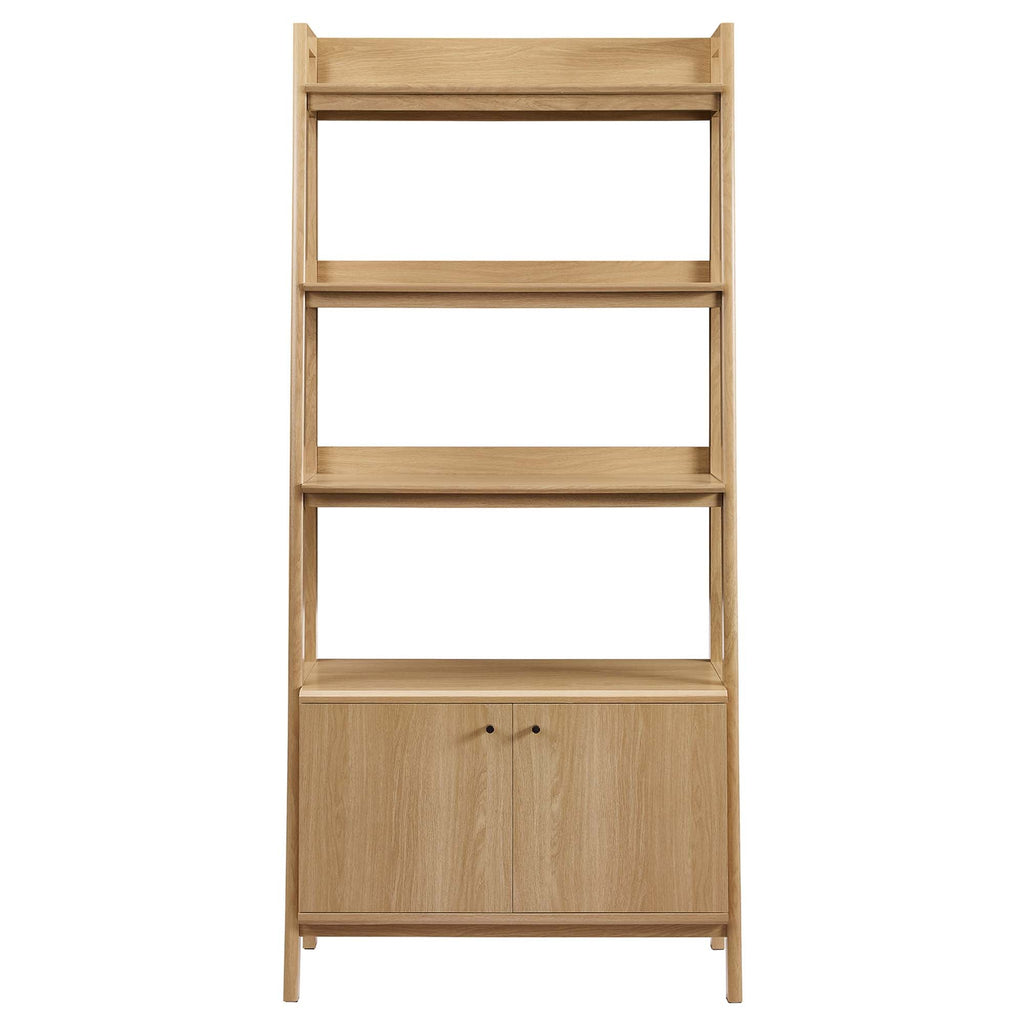 Bixby 33" Bookshelf  | Walnut, Walnut White &amp; Oak Color Options | Particleboard &amp; MDF | Concealed Storage Area | White Shelves | Tiered Bookshelf image 4