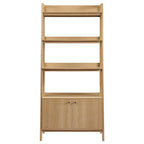 Bixby 33" Bookshelf  | Walnut, Walnut White &amp; Oak Color Options | Particleboard &amp; MDF | Concealed Storage Area | White Shelves | Tiered Bookshelf image 4
