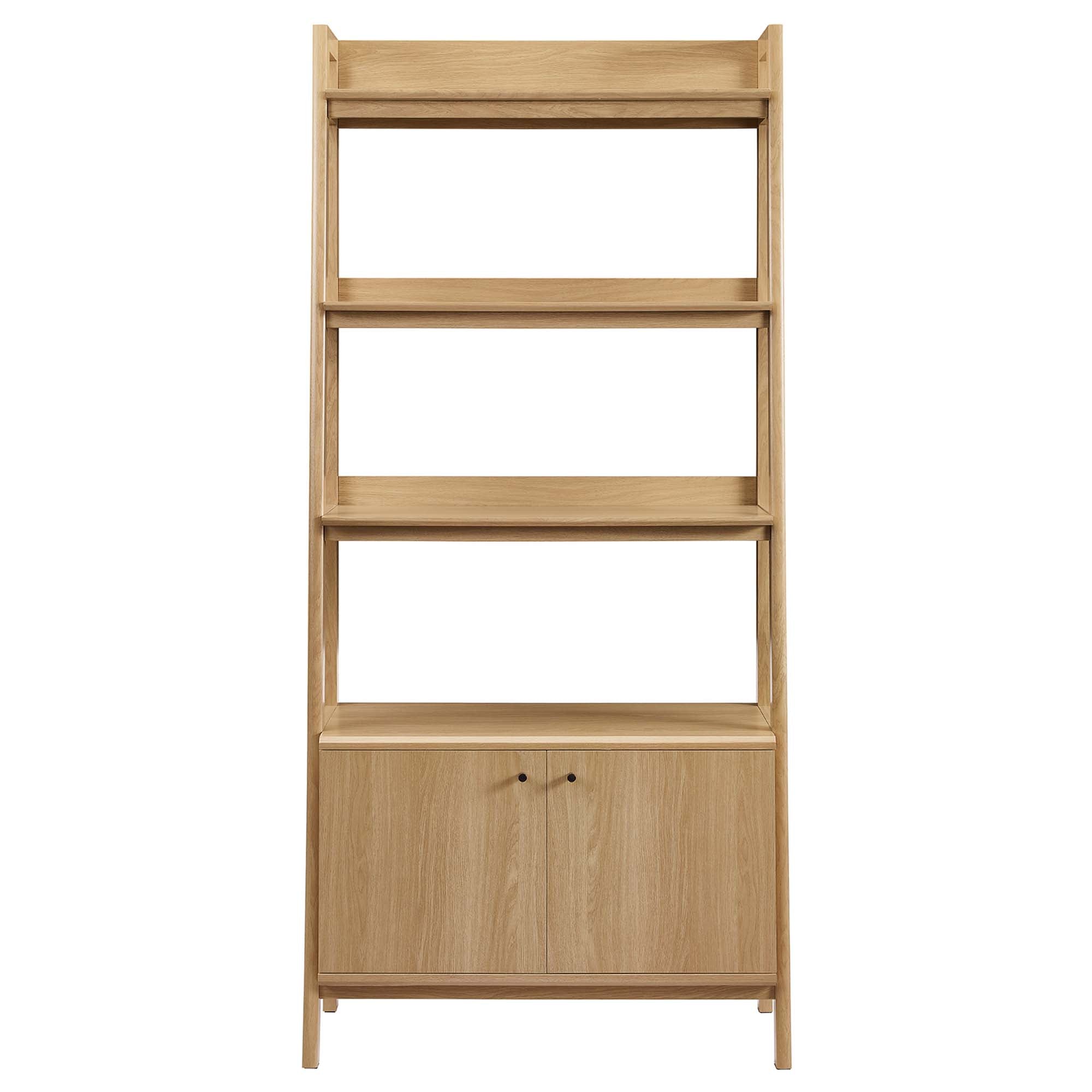 Bixby 33" Bookshelf  | Walnut, Walnut White &amp; Oak Color Options | Particleboard &amp; MDF | Concealed Storage Area | White Shelves | Tiered Bookshelf image 4