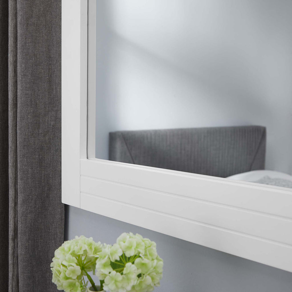 40" Dakota White Mirror | Framed Mirror For Vanities &amp; Living Spaces | Contemporary Design With Mid Century Style image 5