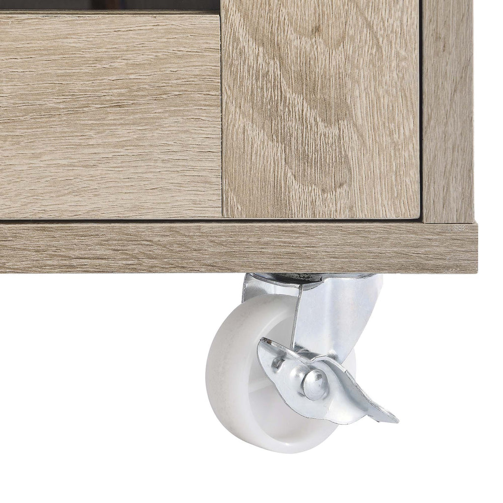 Culinary Kitchen Cart With Spice Rack | Rubberwood Top | Light Gray Natural, White Natural, Charcoal Natural &amp; Oak White Options image 8
