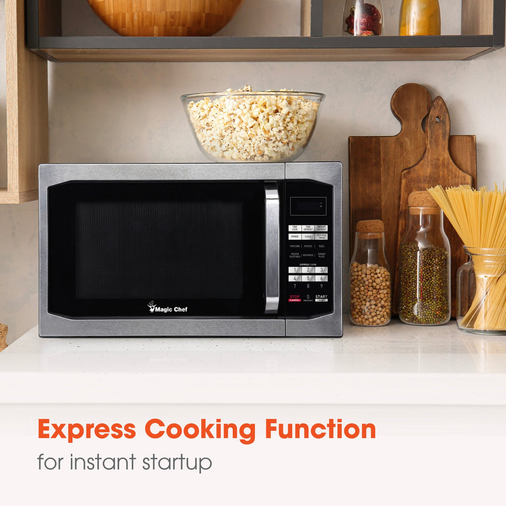 Magic Chef 1.6 Cu. Ft Countertop Microwave | 1100 Watt | Stainless Steel Door | Digital Display | 6 Auto Cooking Modes | Child Lock | 8 Years Warranty On Magnetron image 1