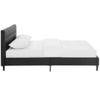 Full Size Bed In Faux Leather | Black Color With Toughened  Vinyl Headboard | 12" H | Linnea Series image 3