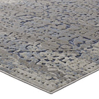Margarida Distressed Vintage Turkish Area Rug | Blue and Cream | 5X8 &amp; 8X10 Size Options | Textured Soft Low Pile Weave | Gripping Rubber Underside | Polypropylene / Chenille Yarn image 6
