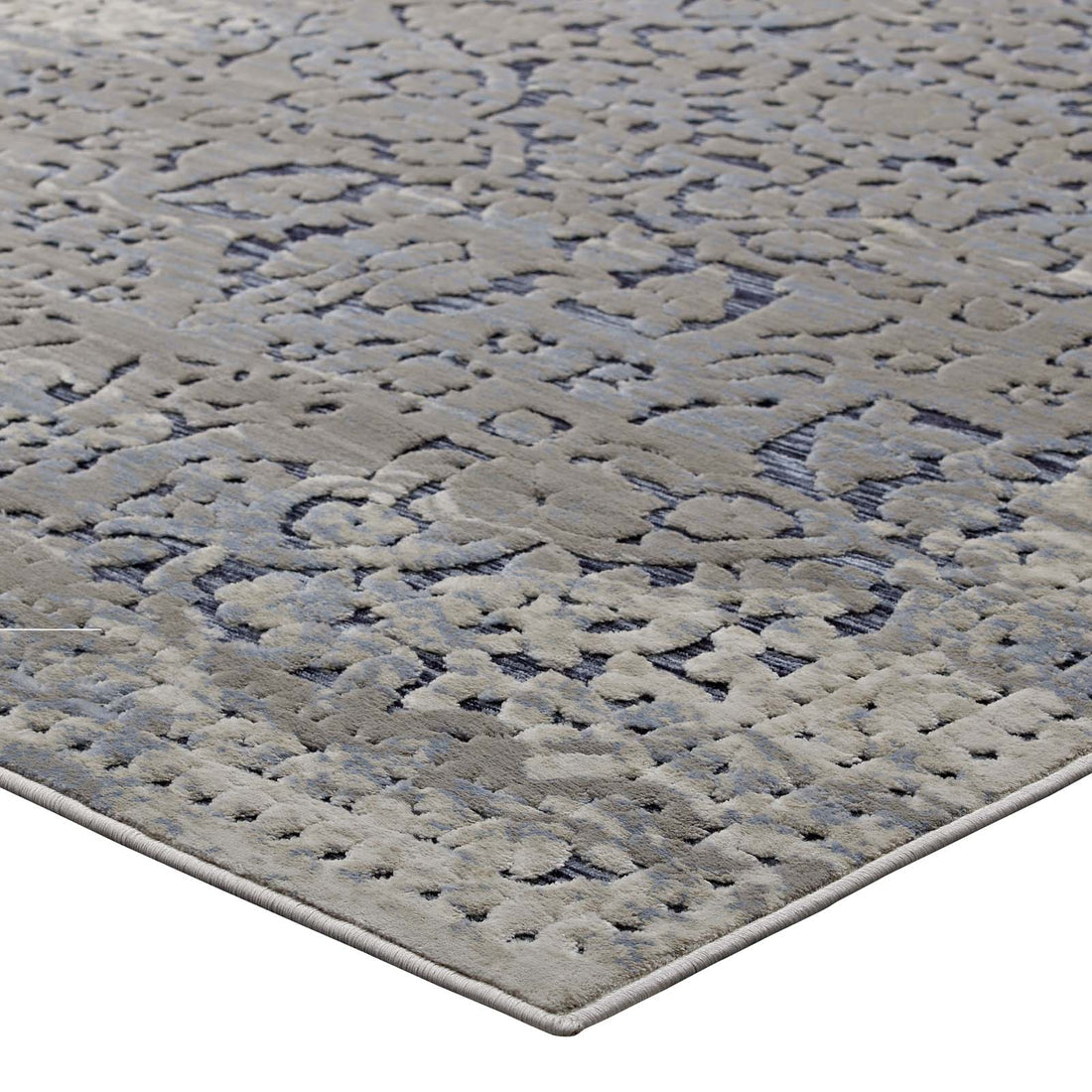 Margarida Distressed Vintage Turkish Area Rug | Blue and Cream | 5X8 &amp; 8X10 Size Options | Textured Soft Low Pile Weave | Gripping Rubber Underside | Polypropylene / Chenille Yarn image 6