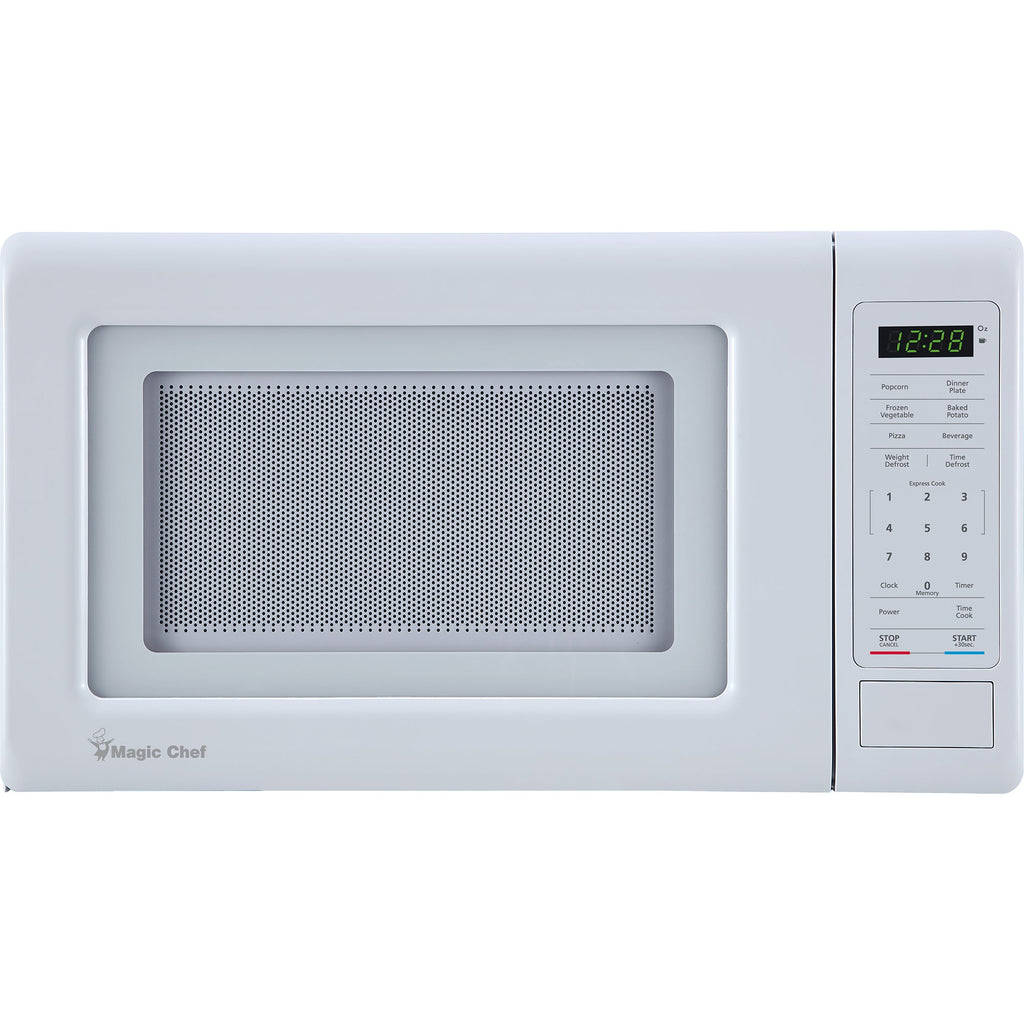 Magic Chef 0.7 Cu. Ft Countertop Microwave | 700 Watt | White Color | Digital Display | 6 Auto Cooking Modes | Child Lock | Auto Defrost Modes | 10 Power Levels image 0