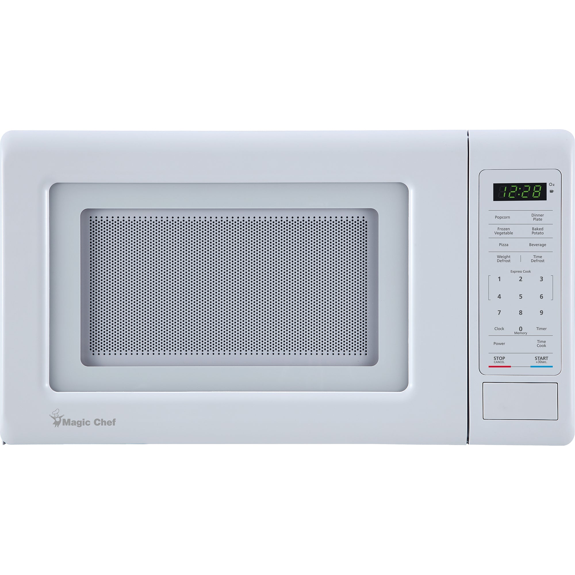 Magic Chef 0.7 Cu. Ft Countertop Microwave | 700 Watt | White Color | Digital Display | 6 Auto Cooking Modes | Child Lock | Auto Defrost Modes | 10 Power Levels image 0