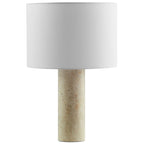 Zenith Travertine Table Lamp with a Fabric Drum Shade in Natural Travertine | Pack of 2 image 1