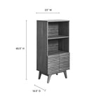 Render Display Cabinet Bookshelf | Oak &amp; Charcoal Color Options | Mid-Century Display Cabinet | Smooth Wood Grain Laminate | Soft-Close Hinges image 5