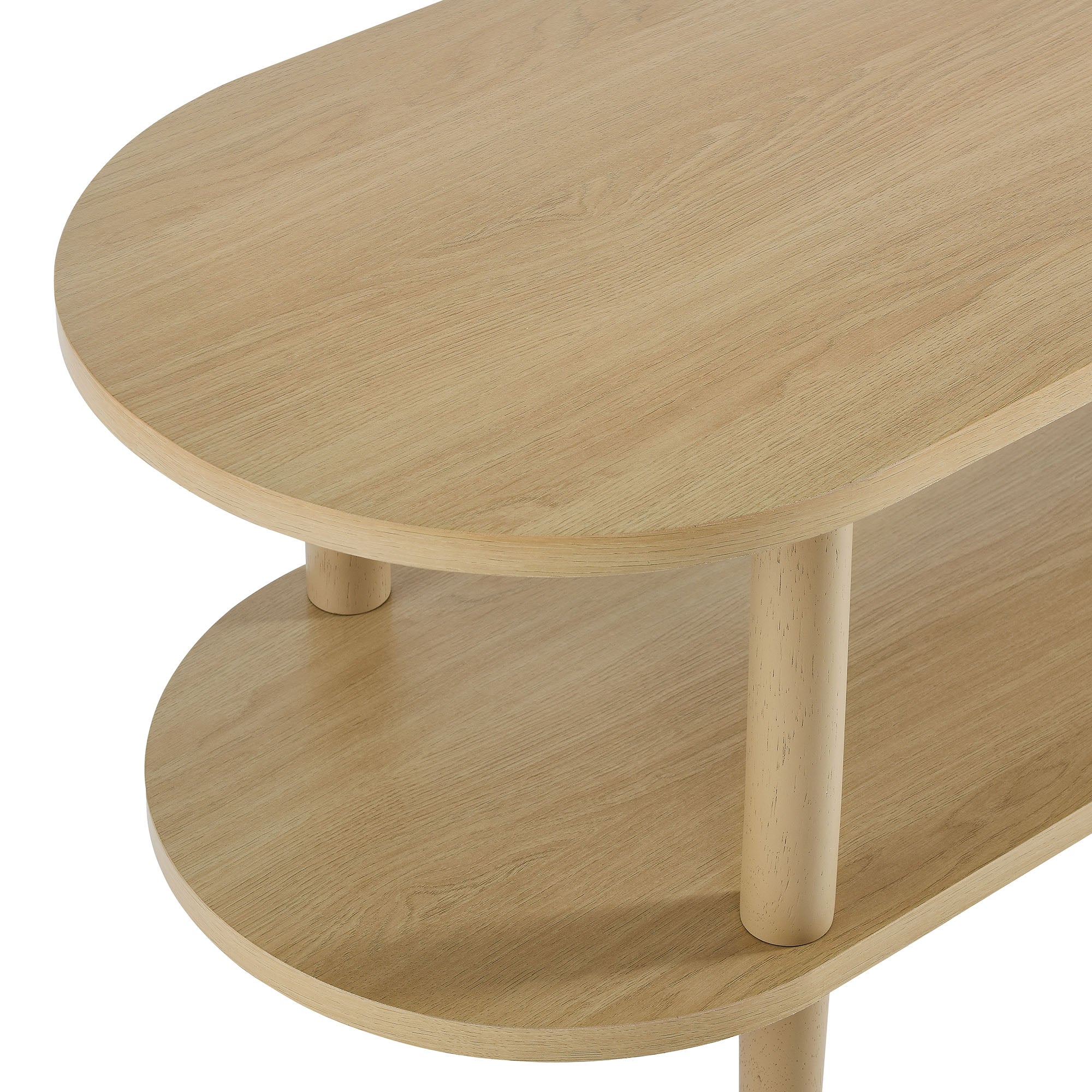 Torus Oval Wood TV Stand | Light Oak &amp; Walnut Finish Options | Oval TV Table | Wood Construction | Laminate Finish | 6 Wood Legs image 6