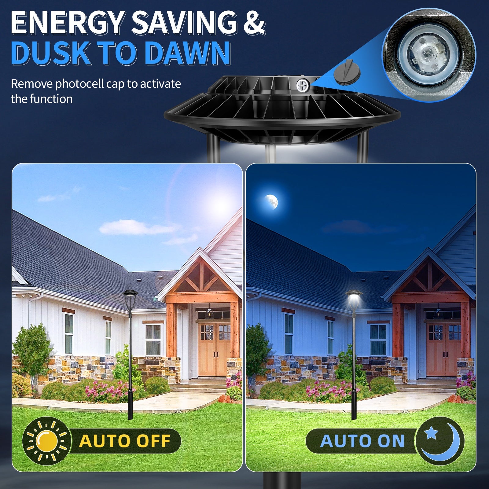 LED Post Top Pole Light with Dusk to Dawn Photocell, 60W/80W/100W/150W Options, 3000K/4000K/5000K CCT Tunable, LED Garden Area Lights for Pathway IP65 Waterproof image 8