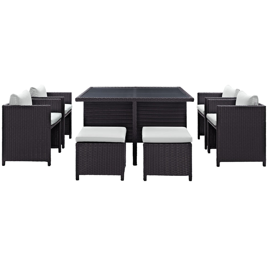Inverse 9-Piece Outdoor Patio Dining Set in Espresso and Beige image 1