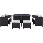 Inverse 9-Piece Outdoor Patio Dining Set in Espresso and Beige image 1