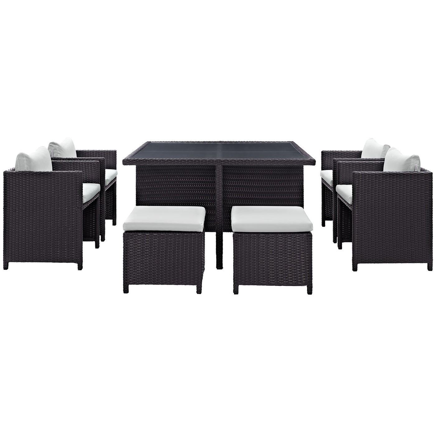 Inverse 9-Piece Outdoor Patio Dining Set in Espresso and Beige image 1
