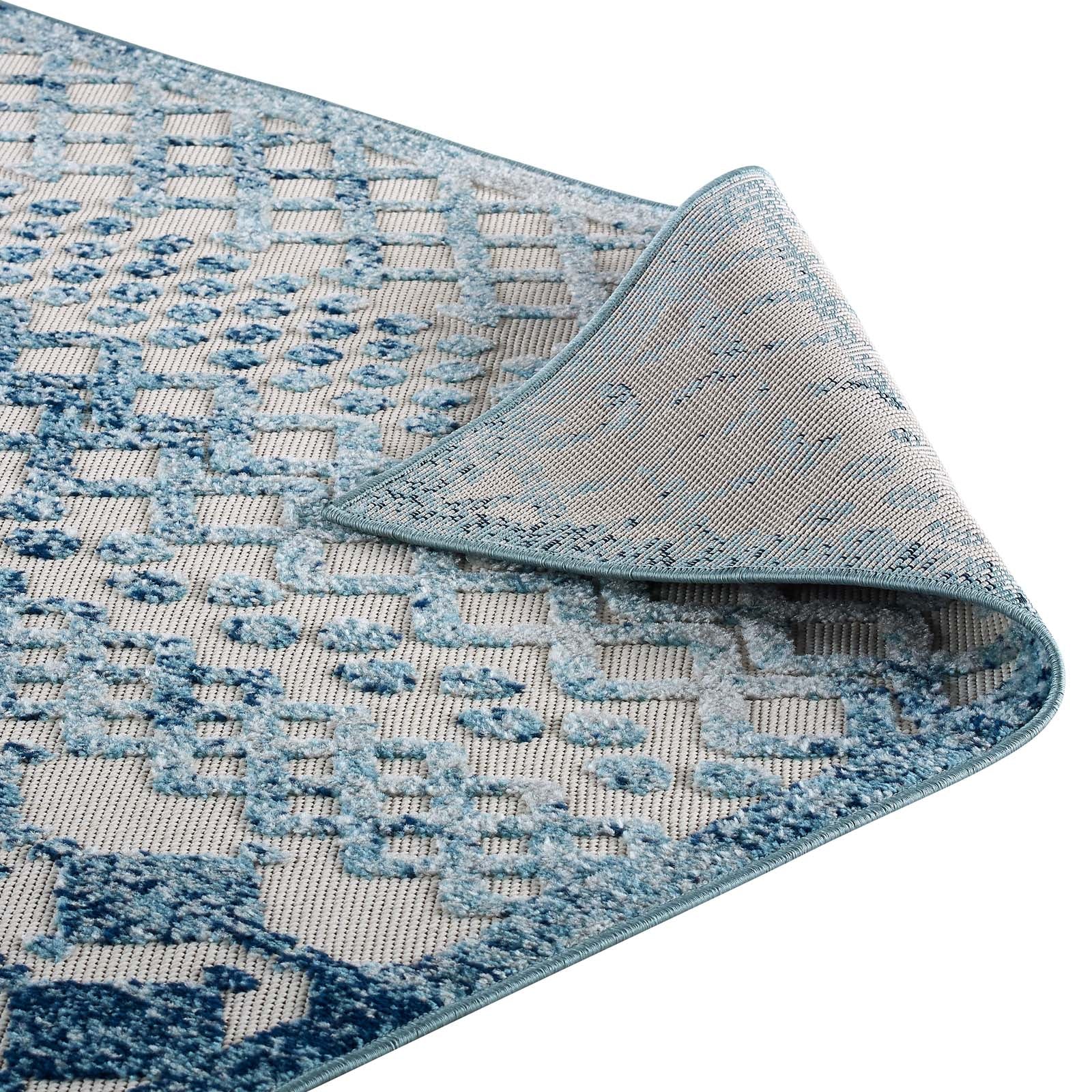 Reflect Giada Abstract Diamond Moroccan Trellis Indoor/Outdoor Area Rug | Ivory and Blue  | 5X8 &amp; 8X10 Size Options | Tight Low Pile Weave | Gripping Rubber Underside | 100% Polypropylene | Pack Of 2 image 7