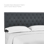 Helena Tufted Upholstered Linen Fabric Headboard | Fiberboard &amp; Plywood Frame | Elegant Diamond Tufted Pattern | Full / Queen Sizes | Gray Color image 4