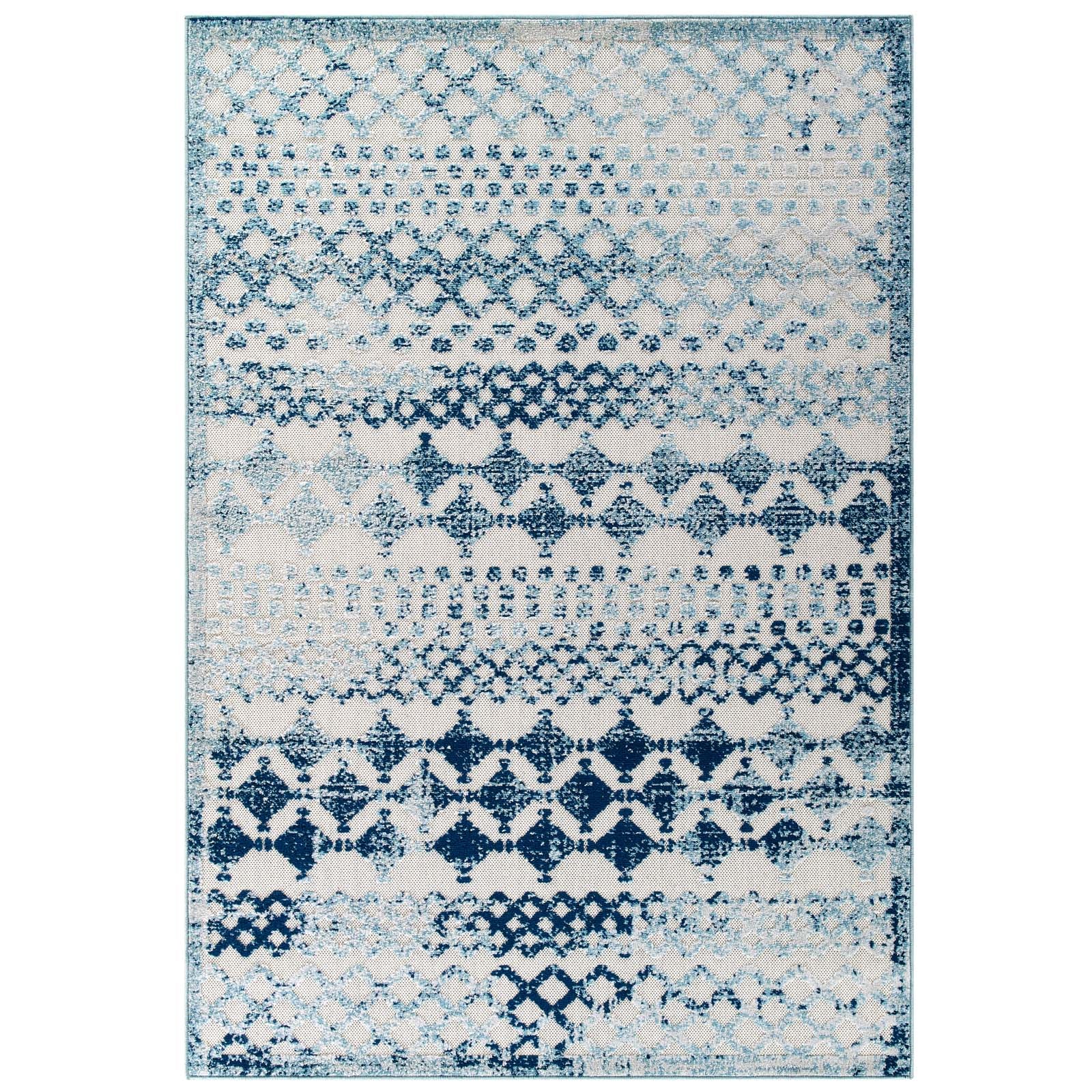 Reflect Giada Abstract Diamond Moroccan Trellis Indoor/Outdoor Area Rug | Ivory and Blue  | 5X8 &amp; 8X10 Size Options | Tight Low Pile Weave | Gripping Rubber Underside | 100% Polypropylene | Pack Of 2 image 10