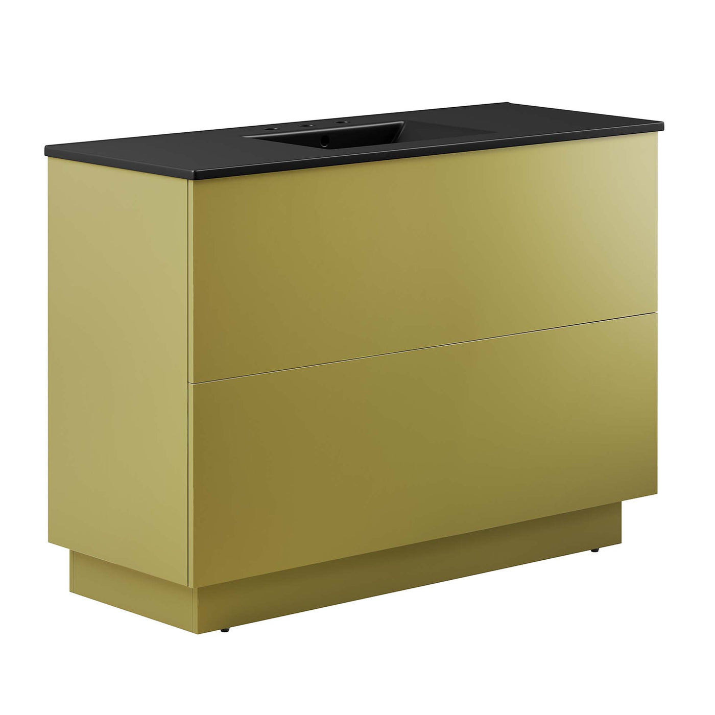 Bathroom Vanity With Sink | Black Gold Or White Gold Color Options| 48" Single Or 48" Double Size Options | Quantum Series | Full Glide Drawer | Modern & Sleek  Design image 2