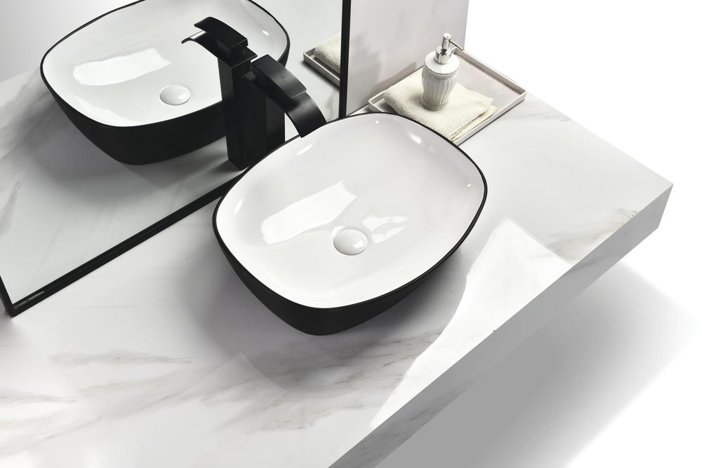 Tuscany 19-3/4"W x 15"D Ceramic Rectangular Bathroom Vessel Sink | Brushed Nickel & Brushed Matte Black Color Options | Odesal Series | Premium Quality Ceramic Construction image 1