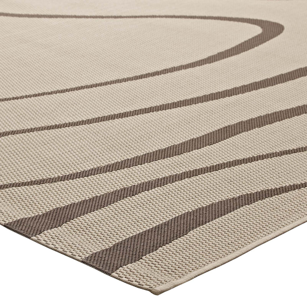 Surge Swirl Abstract Indoor and Outdoor Area Rug | Light and Dark Beige | 5X8 &amp; 8X10 Size Options | Tight Low Pile Weave | Gripping Rubber Underside | 100% Soft Polypropylene | Pack Of 2 image 4