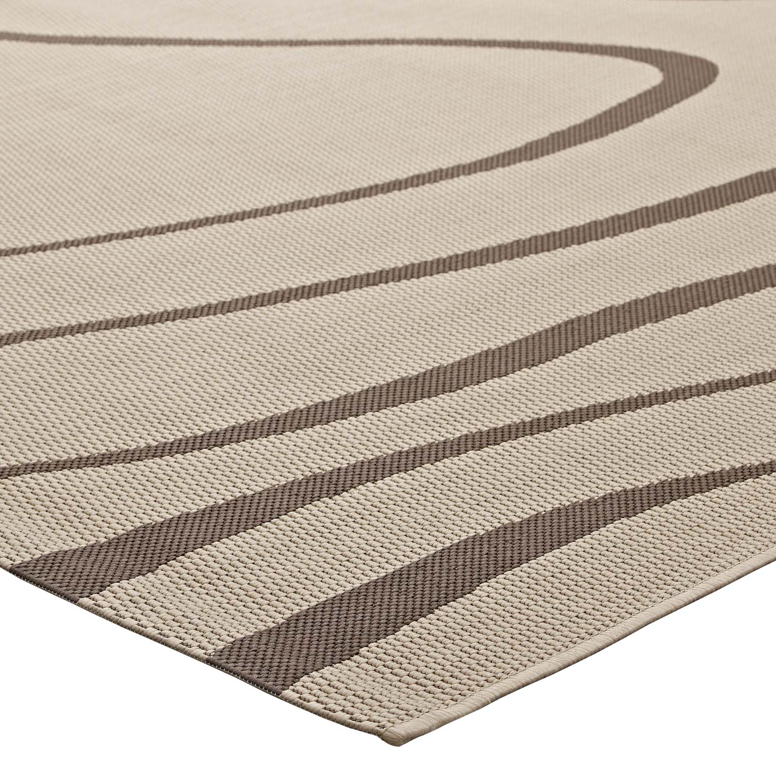 Surge Swirl Abstract Indoor and Outdoor Area Rug | Light and Dark Beige | 5X8 &amp; 8X10 Size Options | Tight Low Pile Weave | Gripping Rubber Underside | 100% Soft Polypropylene | Pack Of 2 image 4