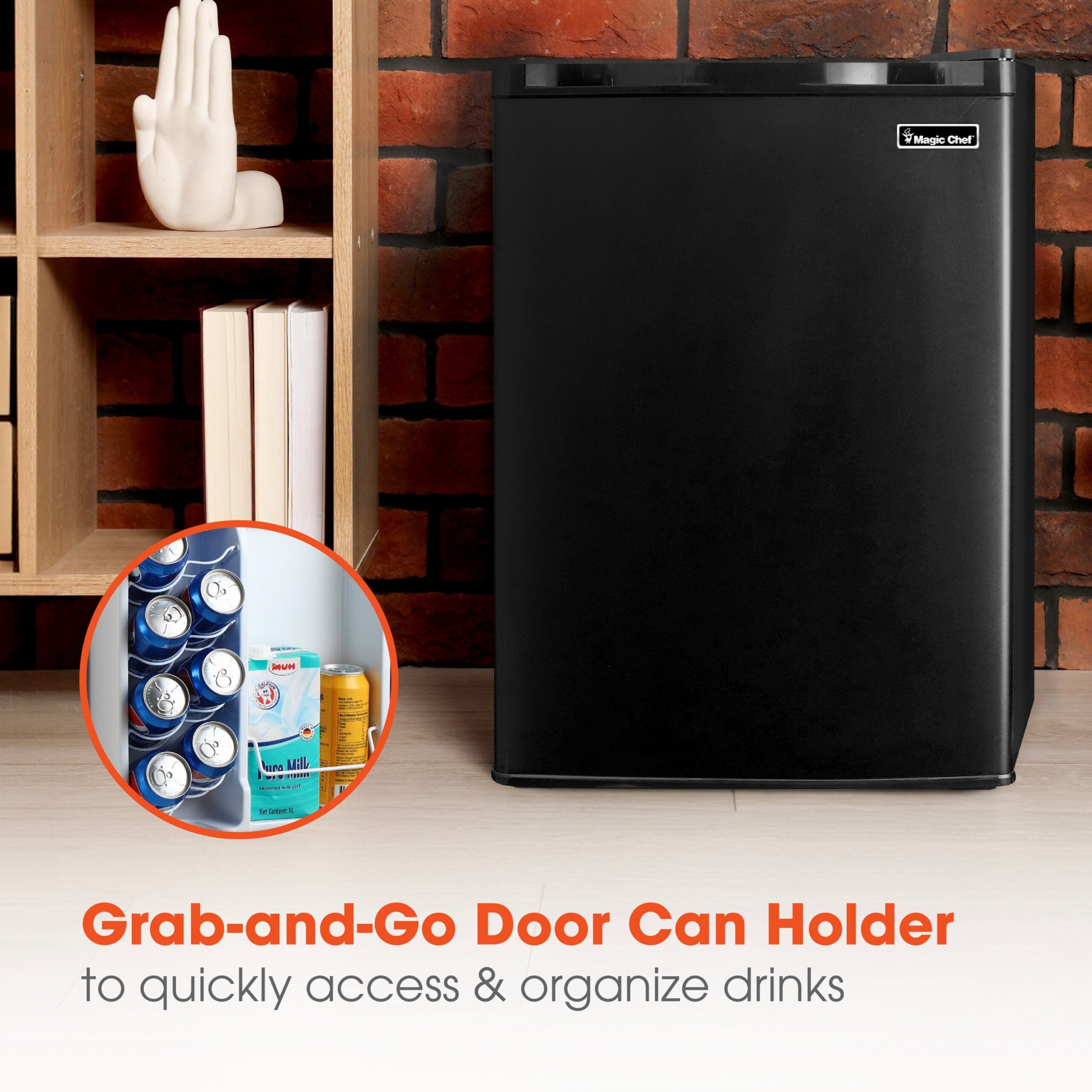 Magic Chef 2.6 Cu Ft Mini Fridge in Black Without Freezer | Energy Star Qualified | Black | 5 Year Warranty On Compressor | 2 Glass Shelves  | Reversible Door | Easy Installation image 7