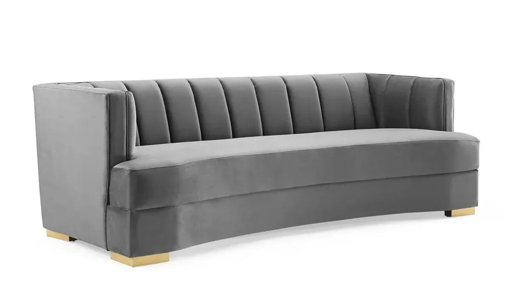 Encompass Channel-Tufted Performance Velvet Curved Sofa image 2
