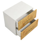Modern Abel Nightstand with 2 Drawers – White Bleached Burl Wood Finish image 4