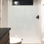 Herringbone Shower Wall Tiles For Shower and Tub Surrounds | Glue Up Easy To Install | 3 Wall Set image 4