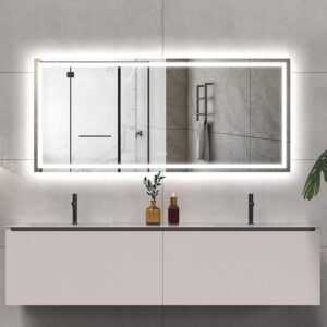 LED Bathroom Mirror Lights 72x32 Inch Front & Backlit Lights Vanity Mirror, Wall Mounted Anti-Fog Dimmable LED Makeup Mirror, IP54 3K-6K Warm/Natural/Daylight, Tempered Glass (Horizontal/Vertical) UL