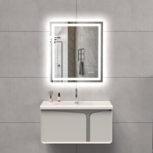 LED Bathroom Mirror Lights 28x32 Inch Front Lighted Vanity Mirror, Wall Mounted Anti-Fog Dimmable LED Makeup Mirror, IP54 3K-6K Warm/Natural/Daylight, Tempered Glass (Horizontal/Vertical) UL Listed