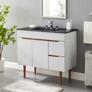 24" / 36" Bathroom Vanity In Grey White & Grey Black Color | Harvest Series | Minimalistic Design | Vanity For Homes, Hotels