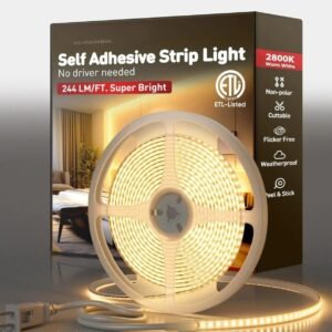 LED Strip Light Super Bright 800LM/M, Plug&Play 110V Driverless Easy Wiring | Flicker Free Weatherproof for Outdoor Indoor | Min. 3.9” Cuttable, Stickable | 2800K Warm White | ETL Listed