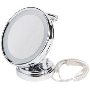 8" Conair Lighted Wall Mount Mirror | Make Up Mirror In Polished Chrome Finish | 1x and 5x Magnification | Pack of 2